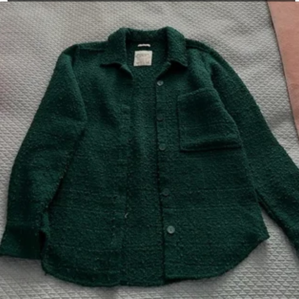 Abercrombie and Fitch Green Tweed Shacket